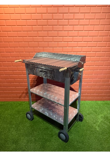 70X40 Tekerlekli Çift Raflı Xl 2mm Oluklu Izgaralı Krom Mangal fiyatları