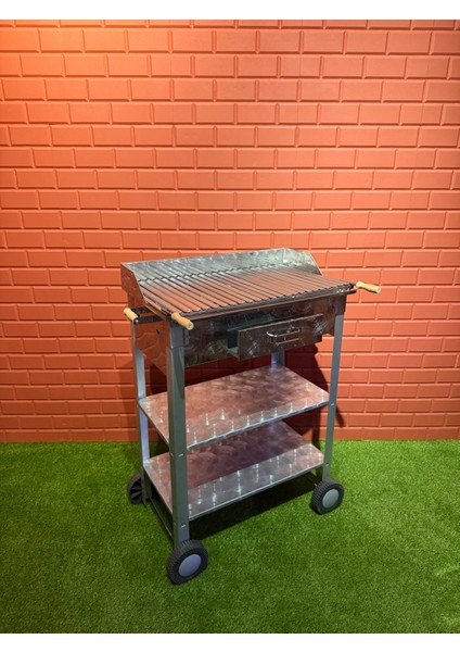 70X40 Tekerlekli Çift Raflı Xl 2mm Oluklu Izgaralı Krom Mangal fırsatları