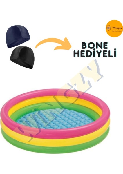 Intex bebek havuzu, 3 boğumlu sunset baby pool 86x25 cm (bone hediyeli)
