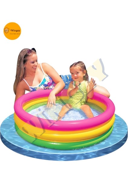 Intex bebek havuzu, 3 boğumlu sunset baby pool 86x25 cm (bone hediyeli)