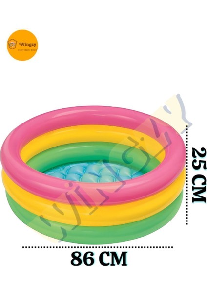 Intex bebek havuzu, 3 boğumlu sunset baby pool 86x25 cm (bone hediyeli)