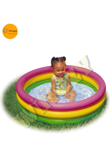 Intex bebek havuzu, 3 boğumlu sunset baby pool 86x25 cm (bone hediyeli)