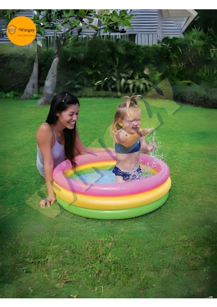 Intex bebek havuzu, 3 boğumlu sunset baby pool 86x25 cm (bone hediyeli)