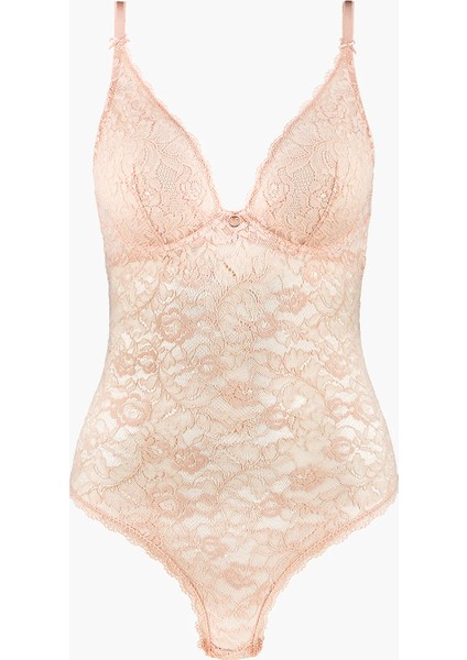 Rosessence Body, Geri Dönüştürülmüş Dantel, Swarovski Taş Detaylı, Şeffaf Gül Motifli, Balenli