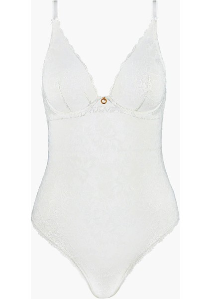 Rosessence Body, Geri Dönüştürülmüş Dantel, Swarovski Taş Detaylı, Şeffaf Gül Motifli, Balenli