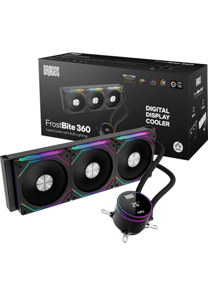 Frostbite 360 Intel-Amd 360MM Isı Göstergeli Argb Siyah Sıvı Soğutucu