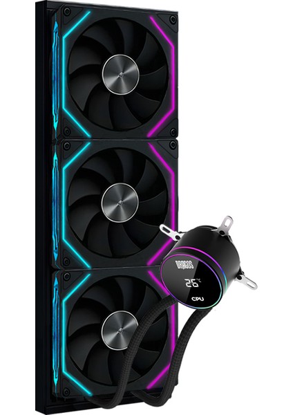 Frostbite 360 Intel-Amd 360MM Isı Göstergeli Argb Siyah Sıvı Soğutucu