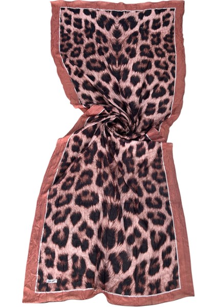 Leopar Desen Bambu Kraş Şal Somon Renk