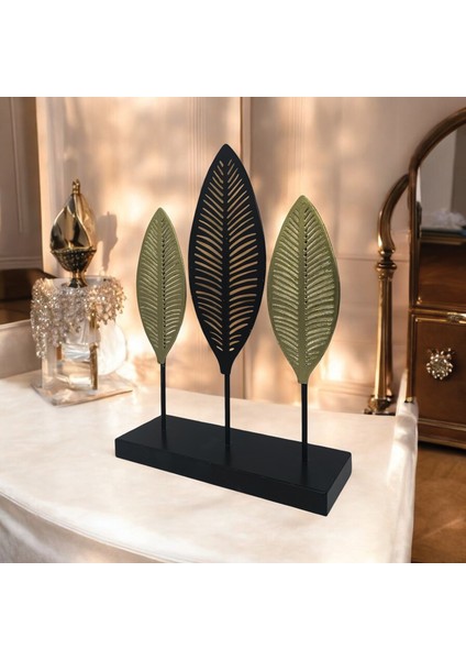Dekoratif Metal Yaprak Temalı Masaüstü Obje Siyah Gold Renk fiyatları