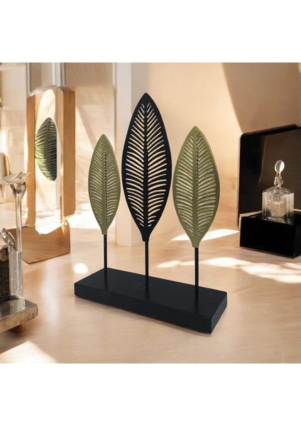 Dekoratif Metal Yaprak Temalı Masaüstü Obje Siyah Gold Renk modelleri