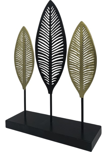 Dekoratif Metal Yaprak Temalı Masaüstü Obje Siyah Gold Renk indirimleri