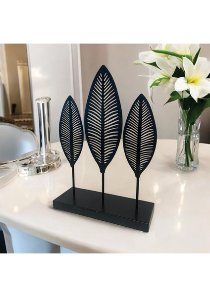 Dekoratif Metal Yaprak Temalı Masaüstü Obje Siyah Renk modelleri