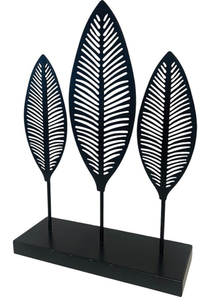 Dekoratif Metal Yaprak Temalı Masaüstü Obje Siyah Renk indirimleri