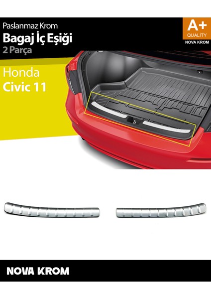 Honda Civic 11 Krom Bagaj Iç Eşiği 2 Parça 2021 Üzeri