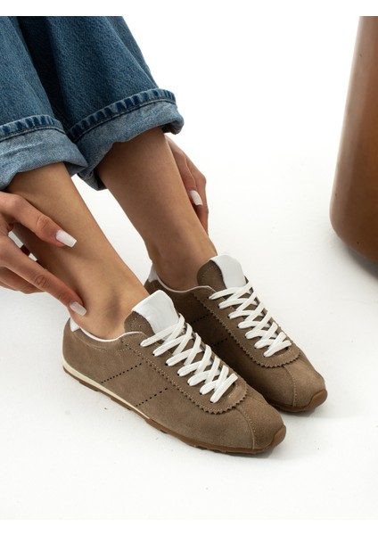 Fulgor Krem Hakiki Deri Kadın Sneakers