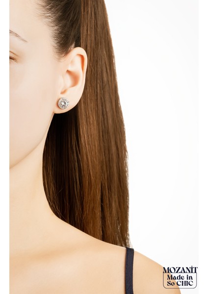 Berrak Mozanit 18 Ayar Beyaz Altın Kaplama Gümüş Küpe modelleri