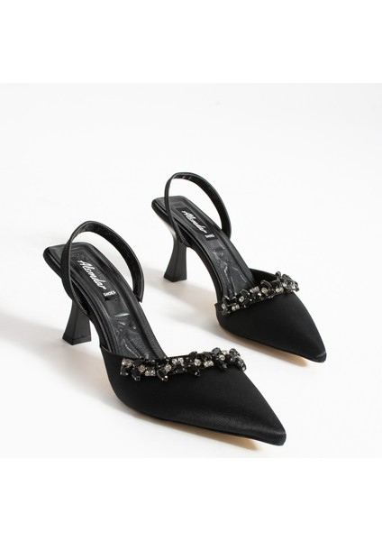 Divine Siyah Siyah Taş Detay Topuklu Kadın Ayakkabı fiyatları