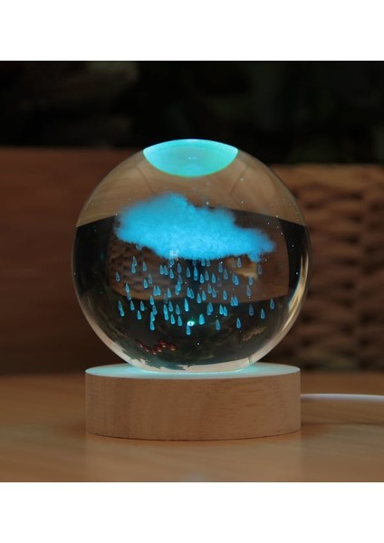 Kişiye Özel Bulut 3D Boyutlu Kristalleşmiş Cam Işıklı Büyük Boy Küre fırsatları