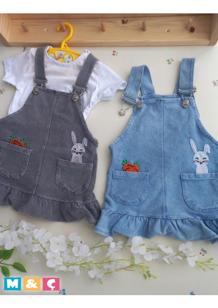 2lı Kız Bebek Eteklı Salopet Ikili Kız Bebek Havuç Tavşan Takım modelleri