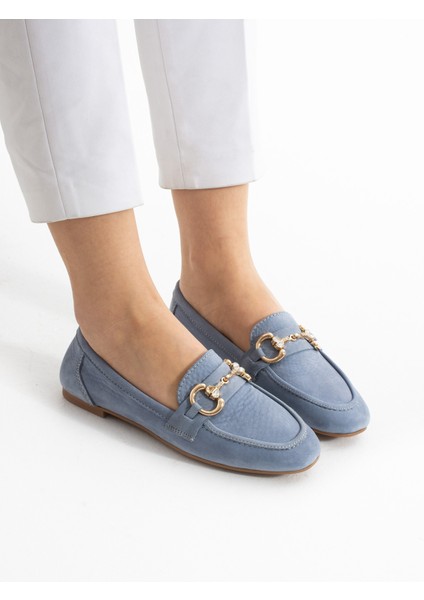 Glimmer Mavi Deri Kadın Loafer