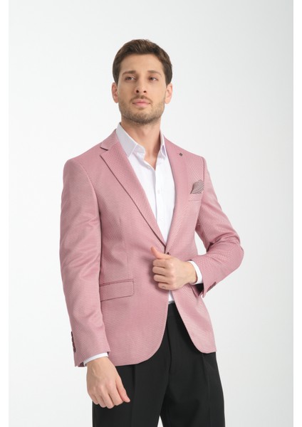 Elita Erkek Bordo Mikro Desenli Slim Fit Mono Yaka Spor Blazer Ceket modelleri