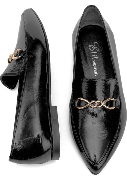 Elit Fiora Kadın Rugan Deri Casual Ayakkabı Siyah fırsatları