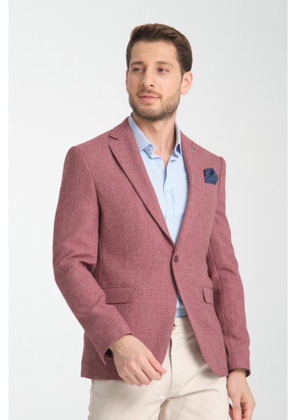Allegri Erkek Bordo Desenli Slim Fit Mono Yaka Spor Blazer Ceket modelleri