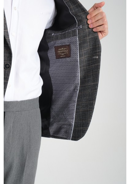 Caswino Erkek Siyah Ekose Slim Fit Mono Yaka Spor Blazer Ceket fırsatları