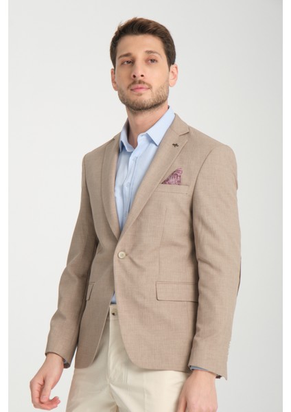 Drs Pieros Erkek Vizon Dirsek Detaylı Pamuk Karışımlı Slim Fit Mono Yaka Spor Blazer Ceket modelleri