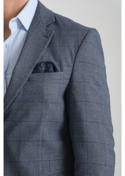 Mendes Erkek Koyu Lacivert Ekose Slim Fit Mono Yaka Spor Blazer Ceket fiyatları