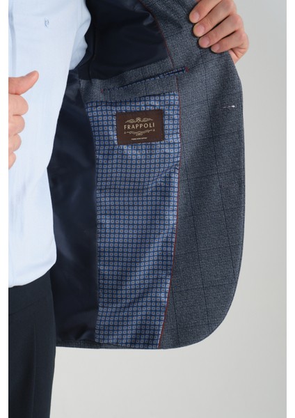 Mendes Erkek Koyu Lacivert Ekose Slim Fit Mono Yaka Spor Blazer Ceket fırsatları