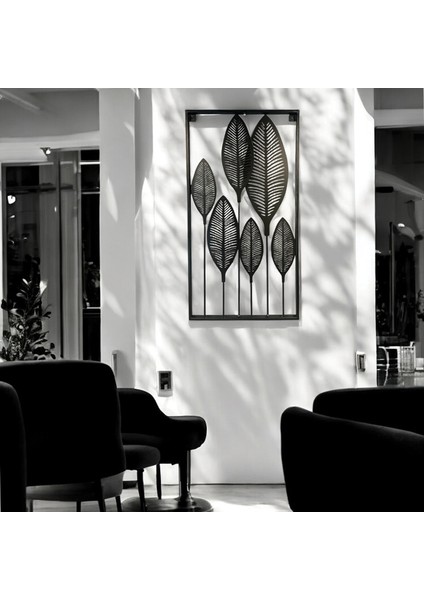 Dekoratif Metal Yaprak Temalı Tablo Siyah Renk fiyatları