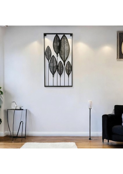 Dekoratif Metal Yaprak Temalı Tablo Siyah Renk modelleri