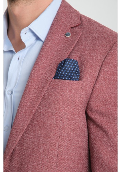 Allegri Erkek Bordo Desenli Slim Fit Mono Yaka Spor Blazer Ceket