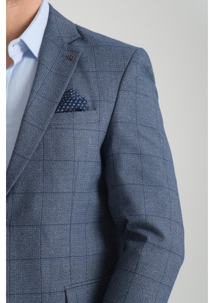 Mendes Erkek Lacivert Ekose Slim Fit Mono Yaka Spor Blazer Ceket fiyatları