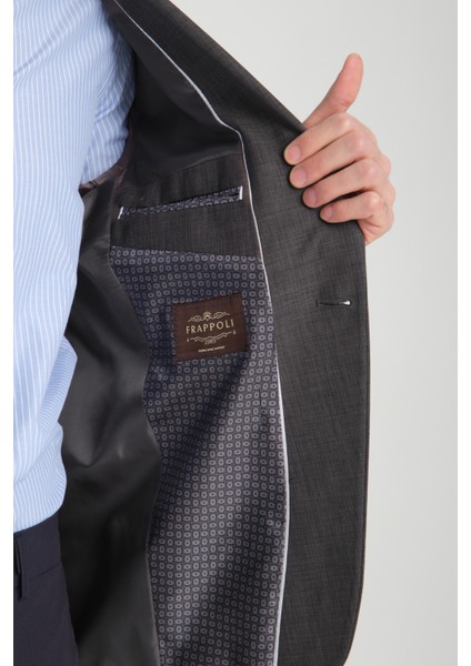 Pieros Erkek Antrasit Pamuk Karışımlı Slim Fit Mono Yaka Spor Blazer Ceket