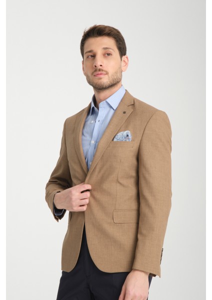 Pieros Erkek Hardal Pamuk Karışımlı Slim Fit Mono Yaka Spor Blazer Ceket modelleri