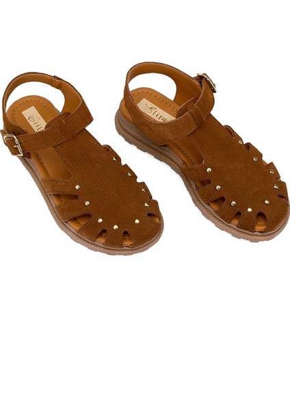 Elit Celestine Kadın Hakiki Deri Düz Sandalet Taba fiyatları