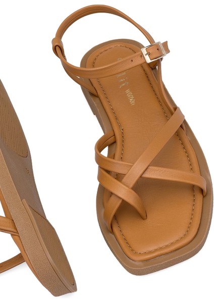 Elit Raveena Kadın Deri Ortopedik Düz Sandalet Siyah indirimleri