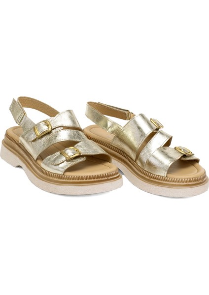 Elit Vesta Kadın Deri Düz Sandalet Gümüş