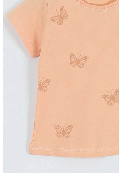 Kız Çocuk Tshirt Kelebek Baskılı Bisiklet Yaka D31 modelleri