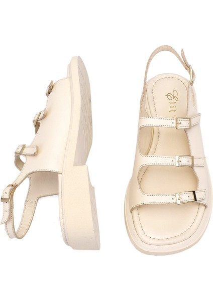 Elit Vivienne Kadın Deri Ortopedik Düz Sandalet Siyah fırsatları