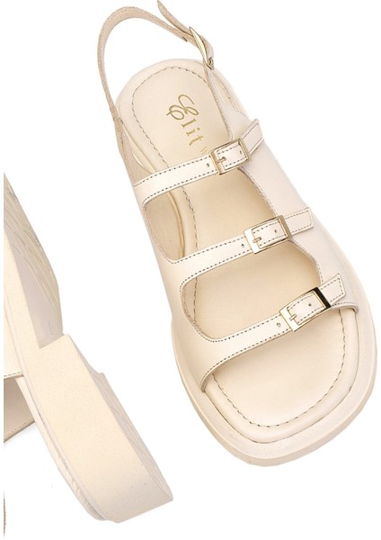 Elit Vivienne Kadın Deri Ortopedik Düz Sandalet Siyah indirimleri