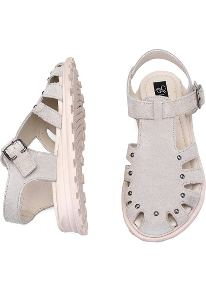 Elit Celestine Kadın Hakiki Deri Düz Sandalet Bej fırsatları