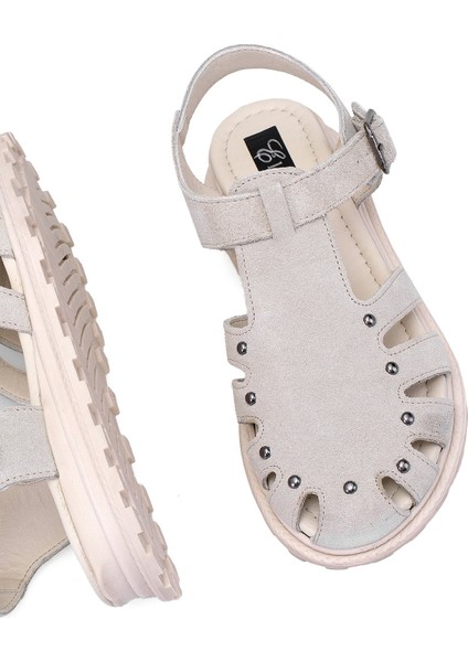 Elit Celestine Kadın Hakiki Deri Düz Sandalet Bej indirimleri