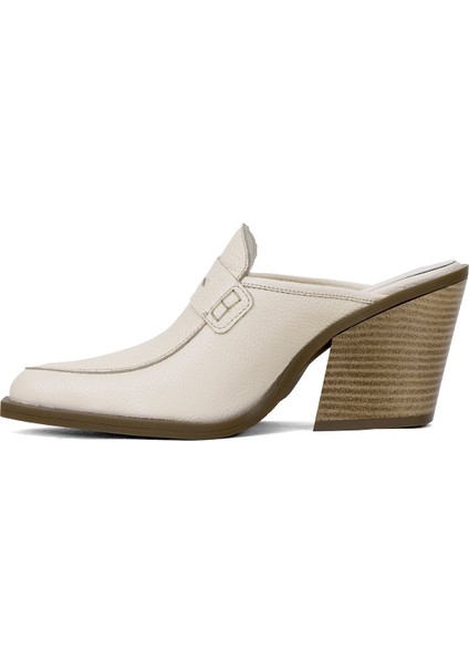 Elit Sienna Kadın Deri Topuklu Terlik Bej modelleri