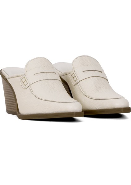Elit Sienna Kadın Deri Topuklu Terlik Bej fırsatları