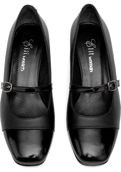 Elit Bellisa Kadın Deri Klasik Topuklu Ayakkabı Siyah modelleri