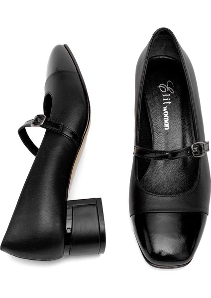 Elit Bellisa Kadın Deri Klasik Topuklu Ayakkabı Siyah fırsatları