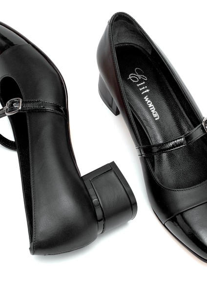 Elit Bellisa Kadın Deri Klasik Topuklu Ayakkabı Siyah indirimleri